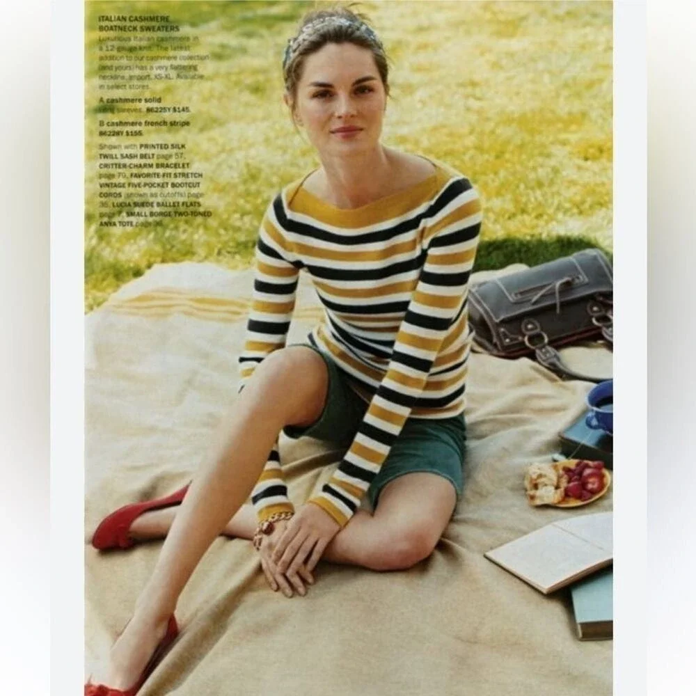 J.CREW vintage cashmere striped boatneck sweater size small